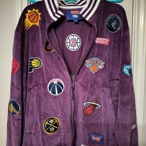 KIDSUPER SPORTS NBA Patchwork Purple Zip Jacket Large